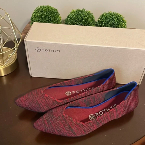Rothy's Shoes Rothys Crimson Heather Pointed Toe Sz 75 Euc